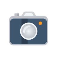 Photo camera flat icon vector logo