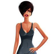 Beautiful coquette lady illustration upper body portrait of