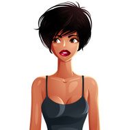 Beautiful coquette lady illustration upper body portrait N3