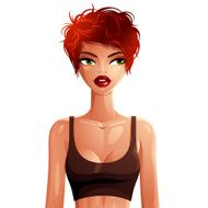 Sexy Caucasian woman upper body vector portrait Gorgeous