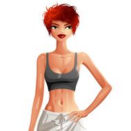 Beautiful lady vector illustration sexy slim red-haired girl N2