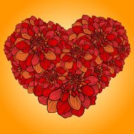 Floral heart made with flowers of dahlia N4