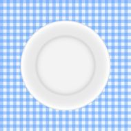 White Plate on a Checkered Tablecloth Vector Illustration