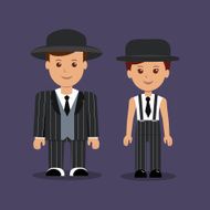 Man and woman in gangster costumes