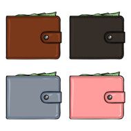 Vector Set of Cartoon Color Leather Wallets N2