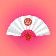 flat style white color japanese hand fan illustration