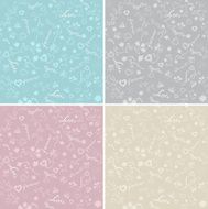 Love with text white seamless pattern Vector illustration