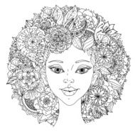 Beautiful fashion women with abstract hair and design elements