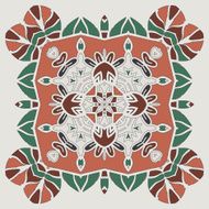 Oriental four-corner mandala print Round lase pattern on the