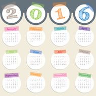 Fancy calendar with color tapes for 2016 N2