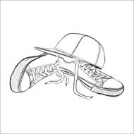 Vector illustration with sneakers and baseball cap