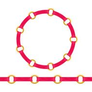 Golden chain bracelet or necklace with red fabric ribbon vector