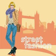 Fashion girl in sketch-style N35