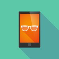 Long shadow phone icon with a glasses