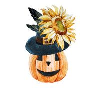 Watercolor halloween pumpkin