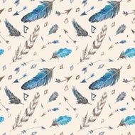 Watercolor Tribal Feather Pattern