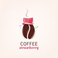 Hot roast pink strawberry coffee bean vector N2