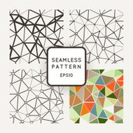 Set of four vector seamless patterns polygon with rings and