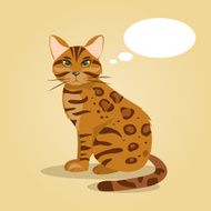 Cartoon cat thinks Vector Illustration