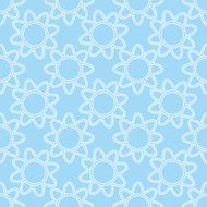 Linear white flowers on blue background seamless pattern Abstr