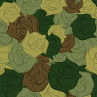 Rose army seamless pattern Military texture of flowers Vector