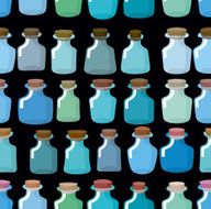 Research laboratory bottles seamless pattern Vector background