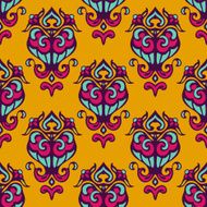 Damask yellow abstract seamless pattern