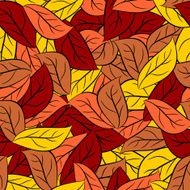 Autumn texture of leaves trees Vector seamless pattern foli