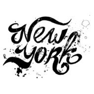 Conceptual handwritten phrase New York City on a white background