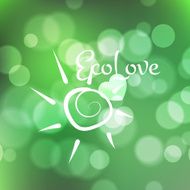 Stock blurred texture with bokeh effect and sun symbol Eco