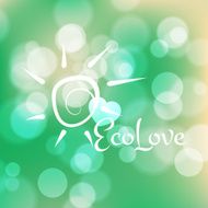 Stock blurred texture with bokeh effect and sun symbol Eco N2
