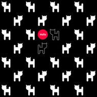 Pattern with black and white funny cats Vector background