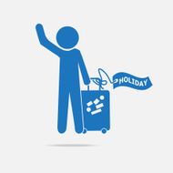 Man with Luggage and holiday tag