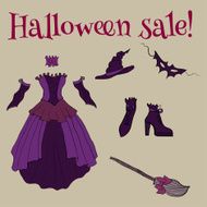 Witch Costume for Halloween Set of items N2