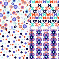 Set Seamless pattern with cute flowers