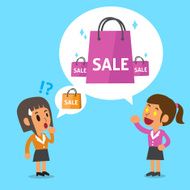 Cartoon women talking about shopping