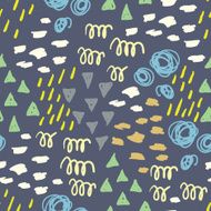 Simple vector seamless pattern with abstract shapes and bright colors