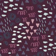 Simple vector seamless pattern with fun shapes and bright colors
