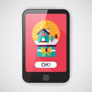 snow globe and gifts flat icon with long shadow N4