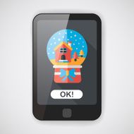 snow globe and gifts flat icon with long shadow N5