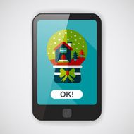snow globe and gifts flat icon with long shadow N6