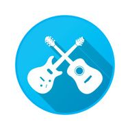Two Guitar logo icon flat