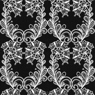 White lace seamless pattern on black background