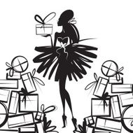 Woman among gifts