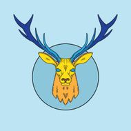 Abstract Vector Line Style Deer Face Illustration in the Circle N2