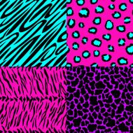 animal skin seamless patterns in bright colors