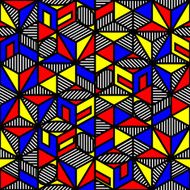 bright colored cube geometric pattern in style of the 80s
