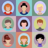 Vector set of different women app icons in flat style