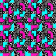 abstract bright colored geometric pattern in style of the 80s