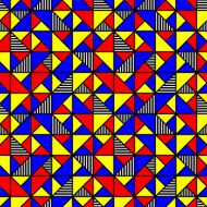 bright colored pattern with squares and triangles in style of